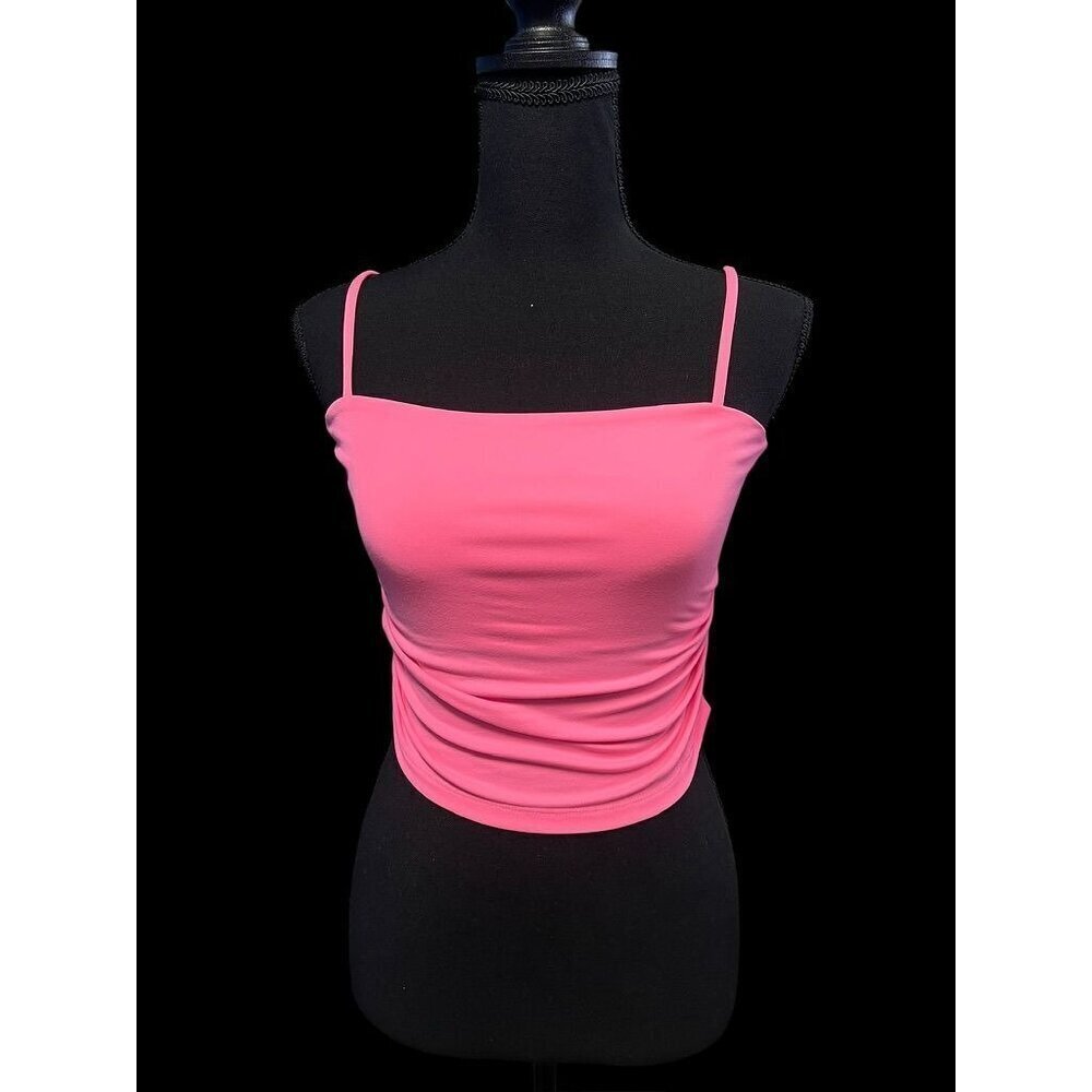 Susana Monaco Pink Ruched Cami Top With Spaghetti Straps summer beach resortwear